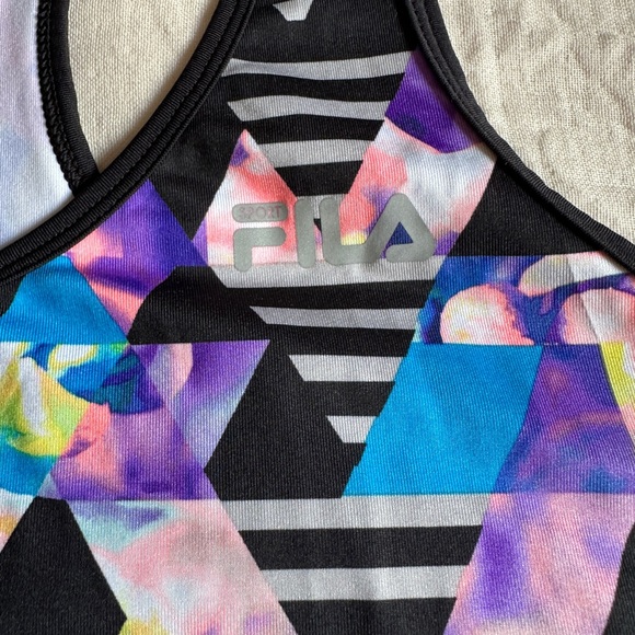 FILA Sport Racerback Tank Graphic Black and White with Neon - Picture 2 of 6